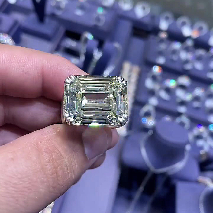 7ct Emerald Cut White Sapphire Men's Engagement Ring