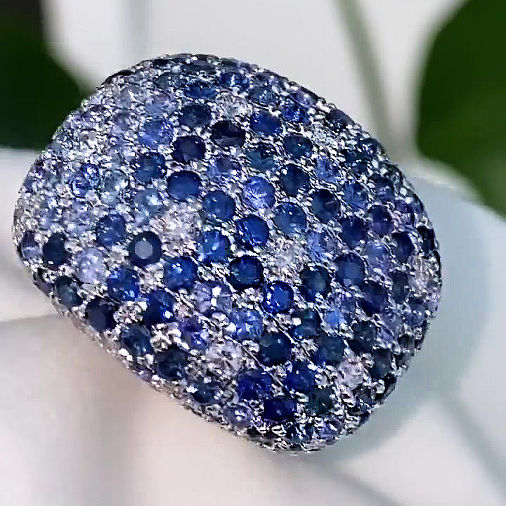 10.4ct Round Cut Blue Sapphire Cocktail Ring