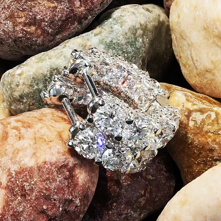 Round Cut White Sapphire Hoop Earrings