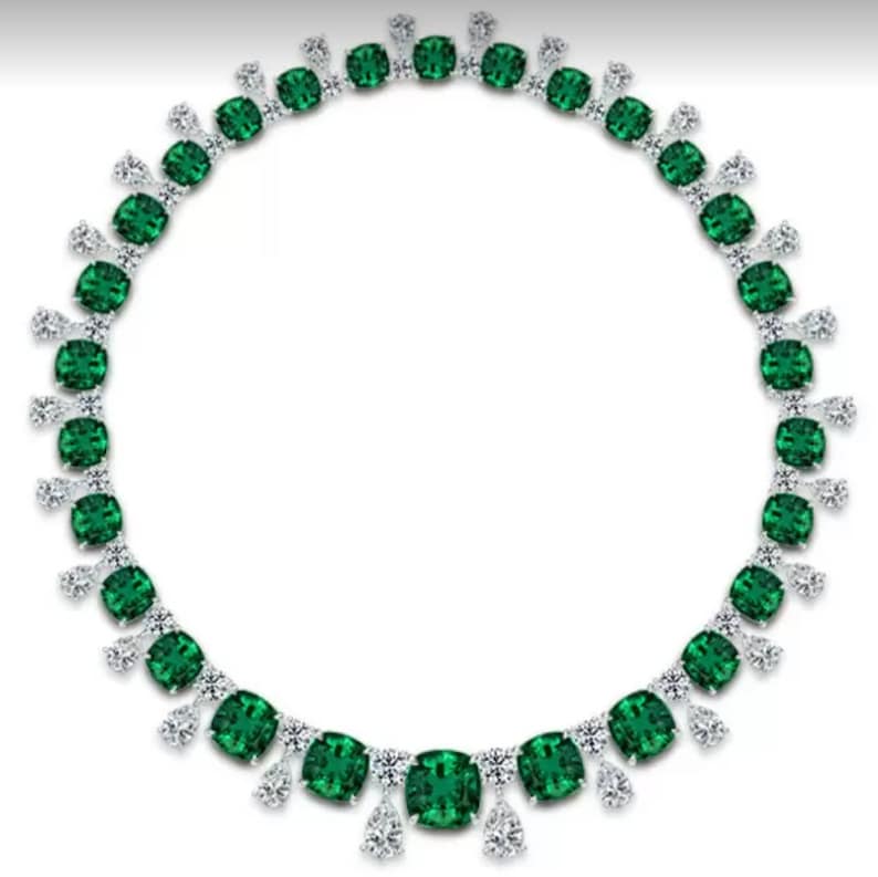 Cushion Cut Emerald Choker Necklace