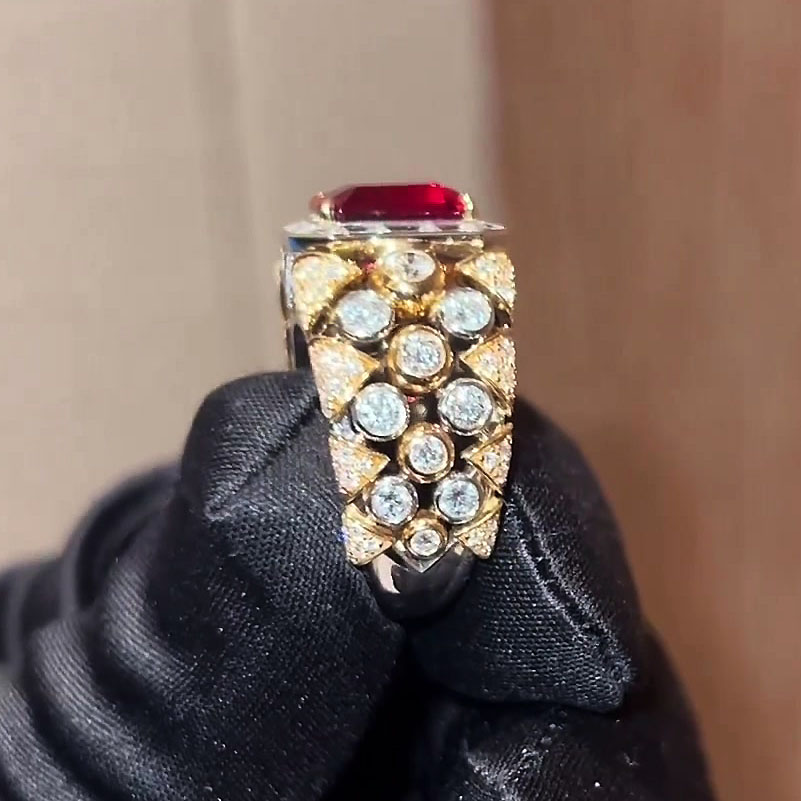 4ct Emerald Cut Ruby Sapphire Engagement Ring