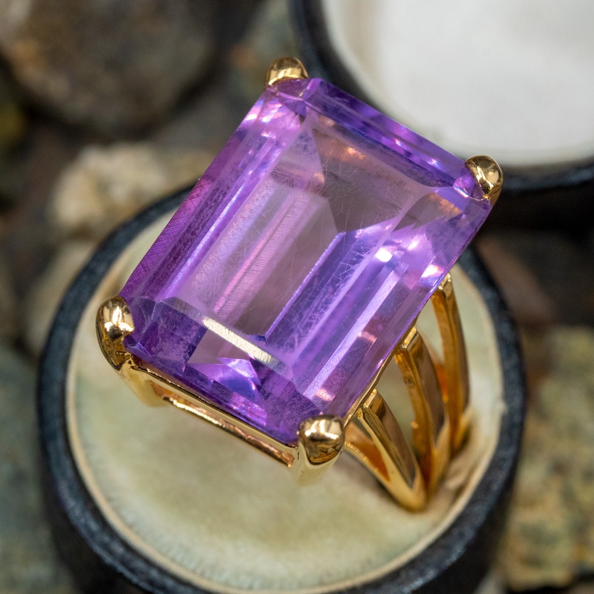6ct Emerald Cut Amethyst Sapphire Engagement Ring