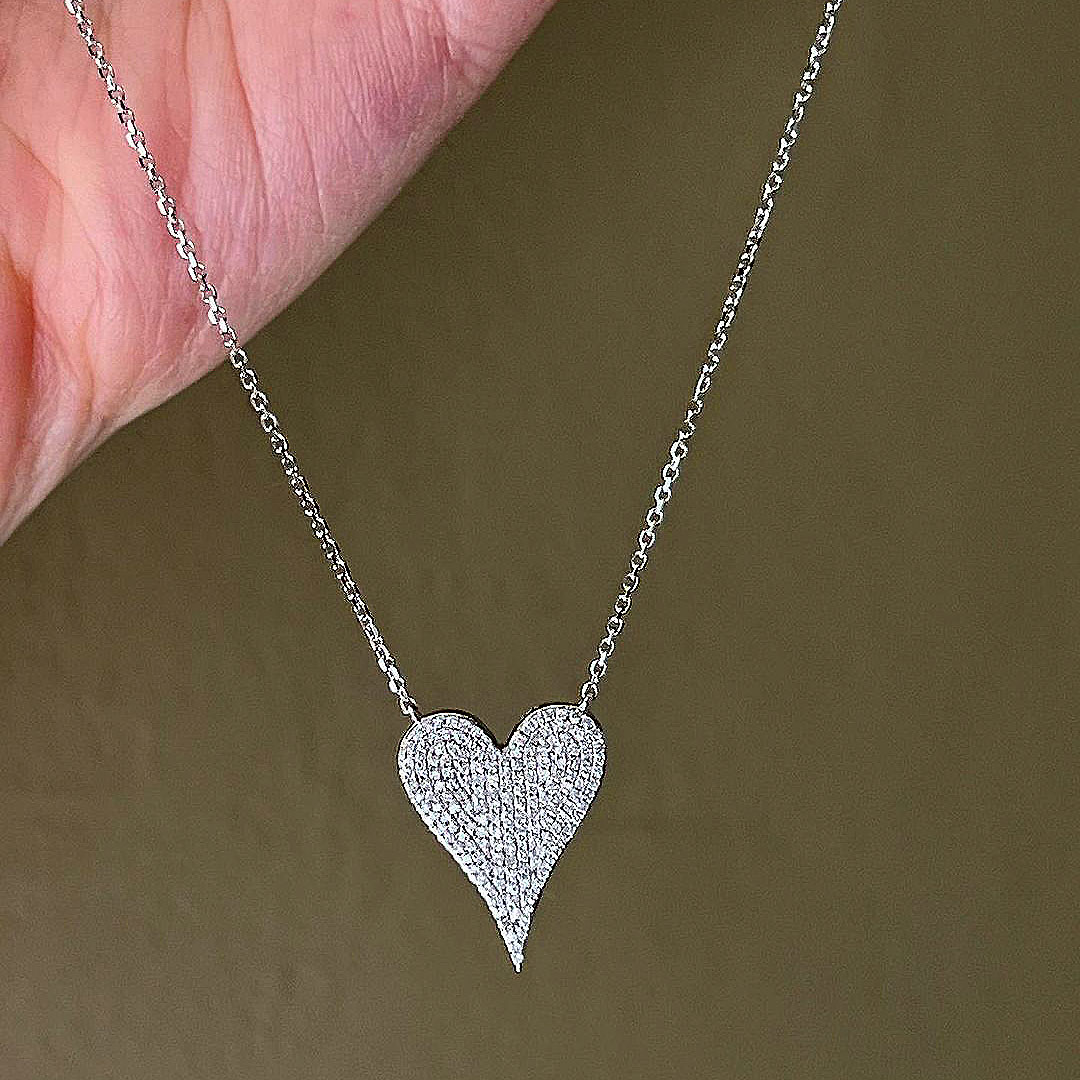 Love Heart Round Cut White Sapphire Pendant Necklace