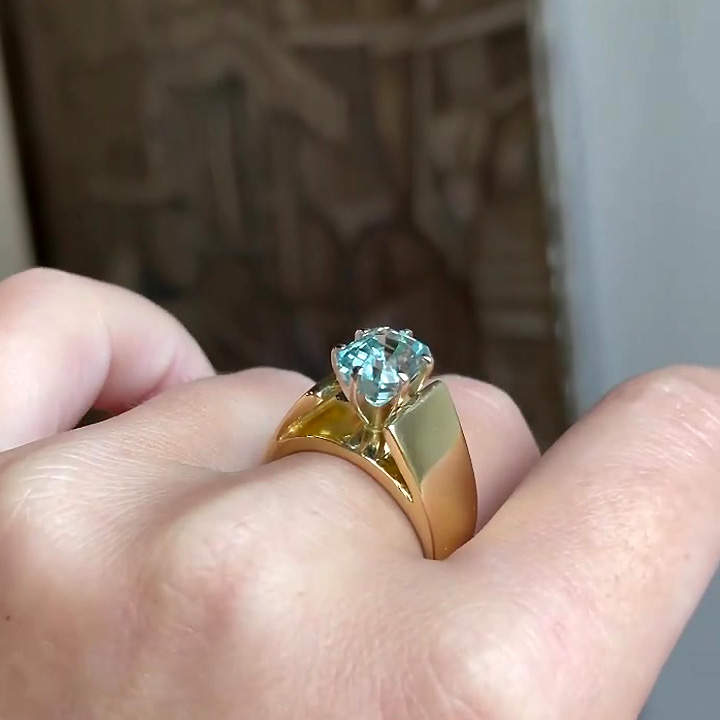 4ct Emerald Cut Aquamarine Sapphire Engagement Ring