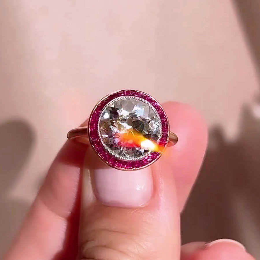 5ct Round Cut Ruby Sapphire Engagement Ring