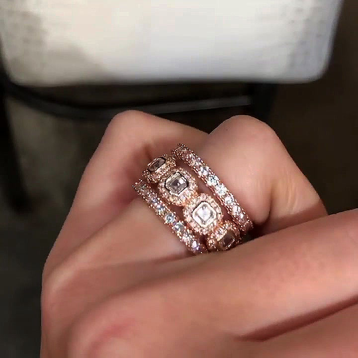 4ct Asscher Cut White Sapphire Wedding Set