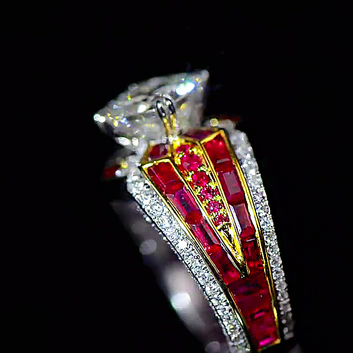 6ct Princess Cut Ruby Sapphire Engagement Ring