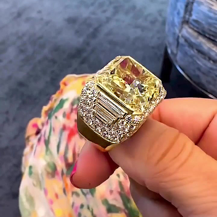 9ct Radiant Cut Yellow Sapphire Cocktail Ring