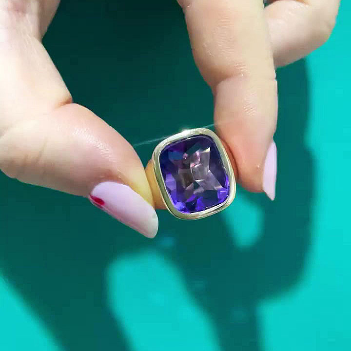 5ct Cushion Cut Blue Sapphire Men's Engagement Ring