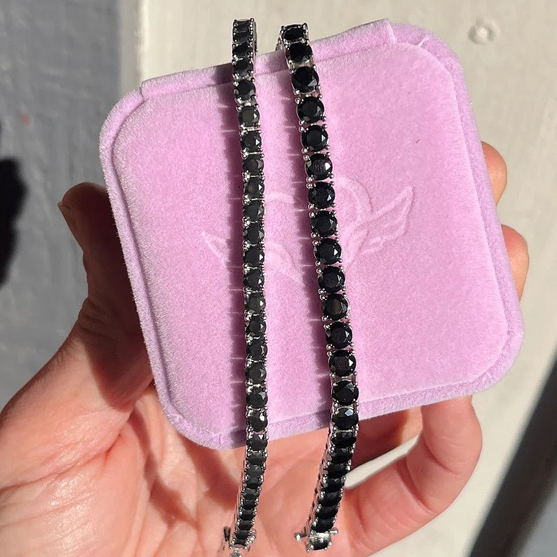 Round Cut Black Sapphire Tennis Bracelet