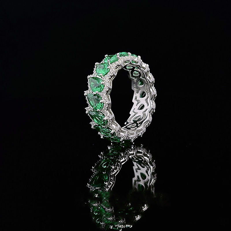 6ct Pear Cut Emerald Sapphire Eternity Ring
