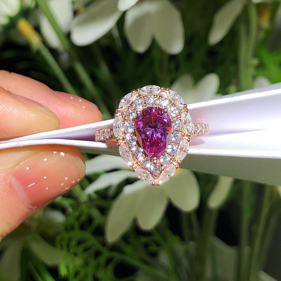 3ct Pear Cut Pink Sapphire Engagement Ring