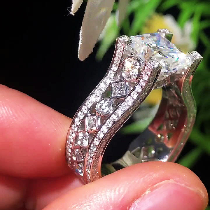 4ct Radiant Cut White Sapphire Engagement Ring