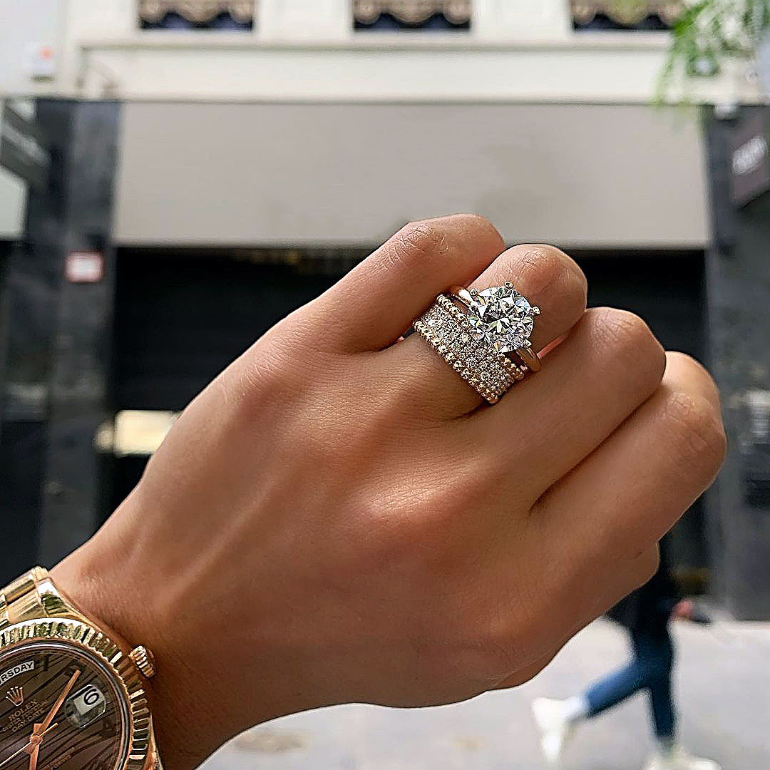 3ct Round Cut White Sapphire Wedding Set