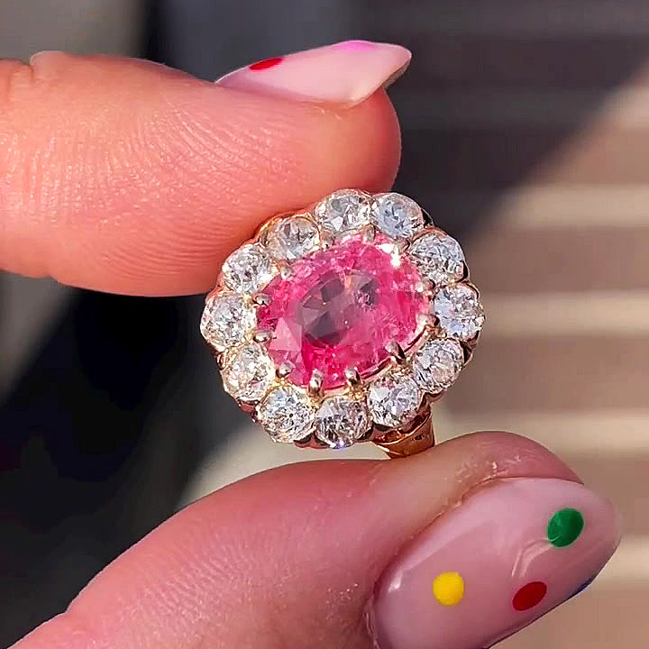 4ct Cushion Cut Pink Sapphire Engagement Ring