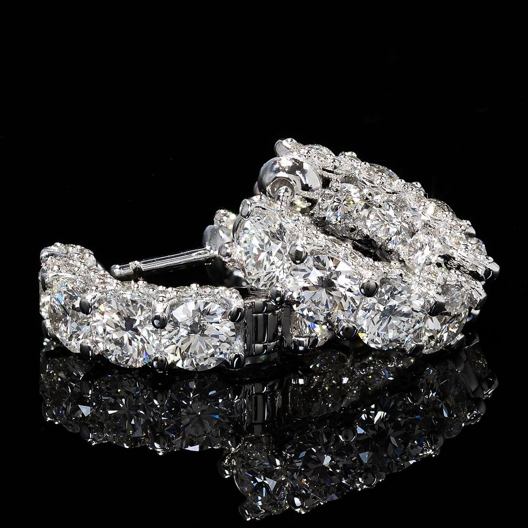 Round Cut White Sapphire Hoop Earrings