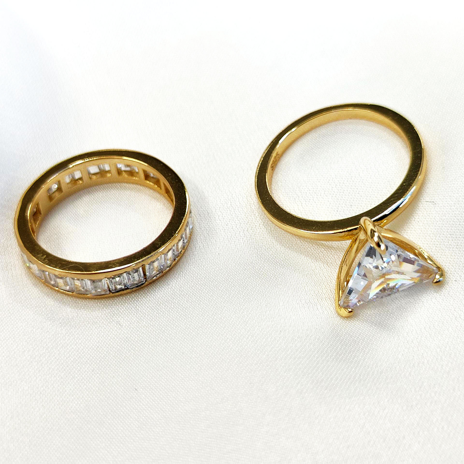 4.15ct Triangle Cut White Sapphire Wedding Set