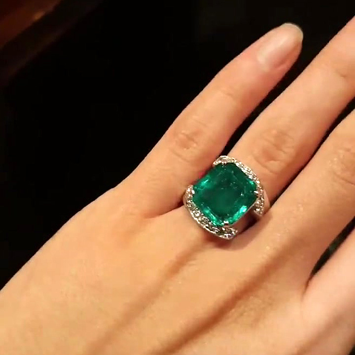 7ct Radiant Cut Emerald Sapphire Engagement Ring
