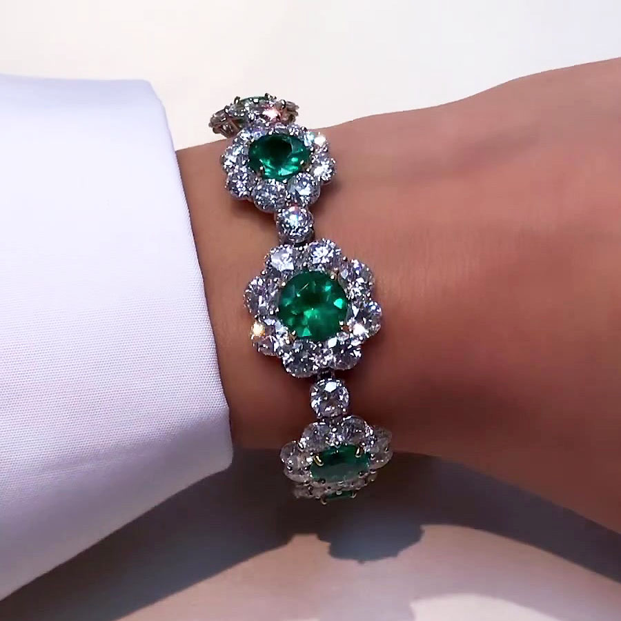 Round Cut Emerald Sapphire Bracelet