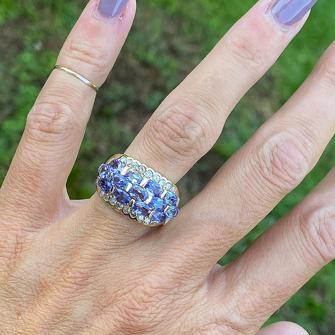 7.25ct Oval Cut Amethyst Sapphire Half Eternity Ring