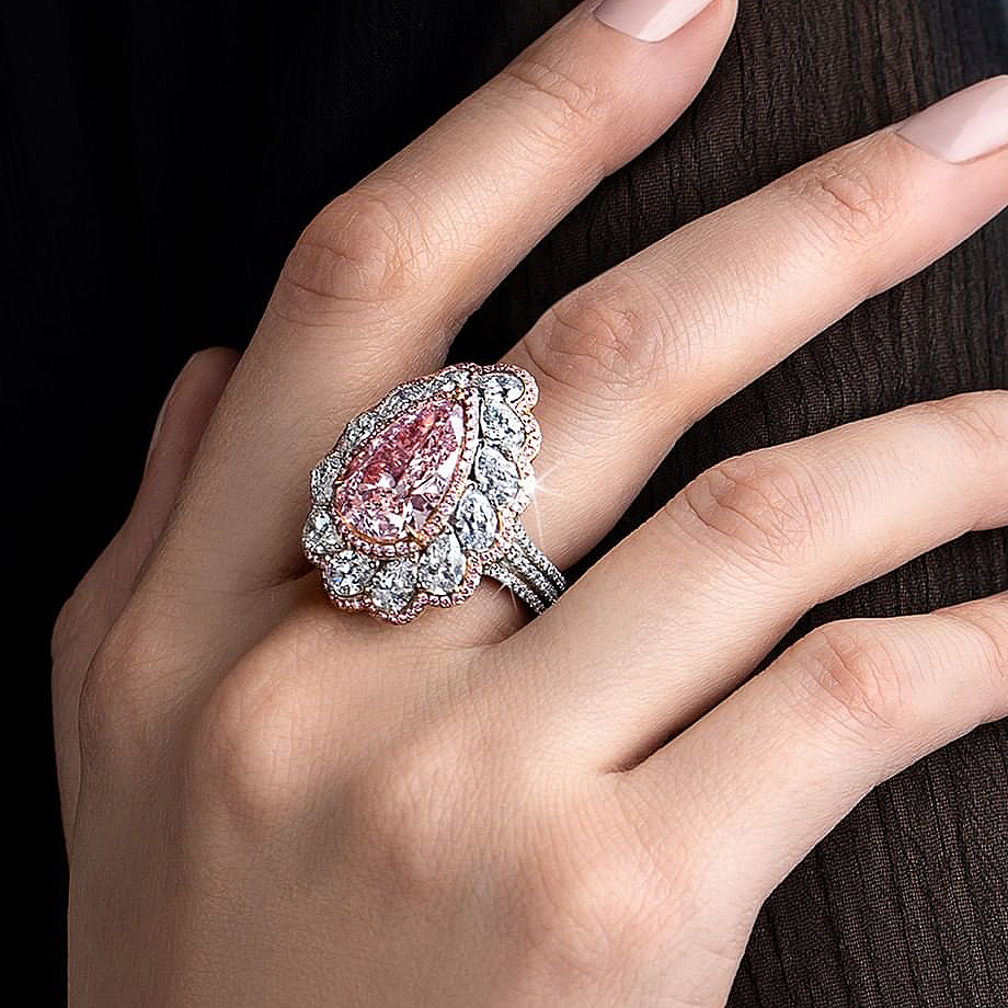 7ct Pear Cut Pink Sapphire Engagement Ring