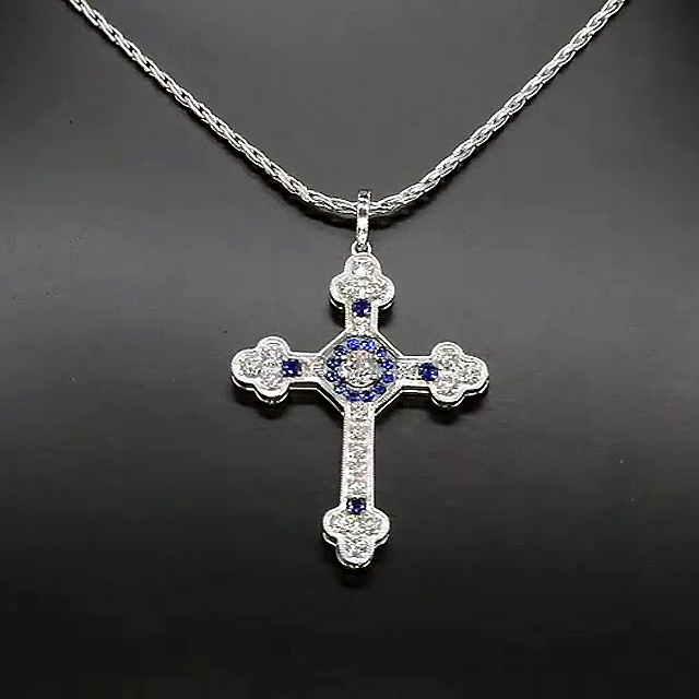 Round Cut Blue Sapphire Pendant Necklace