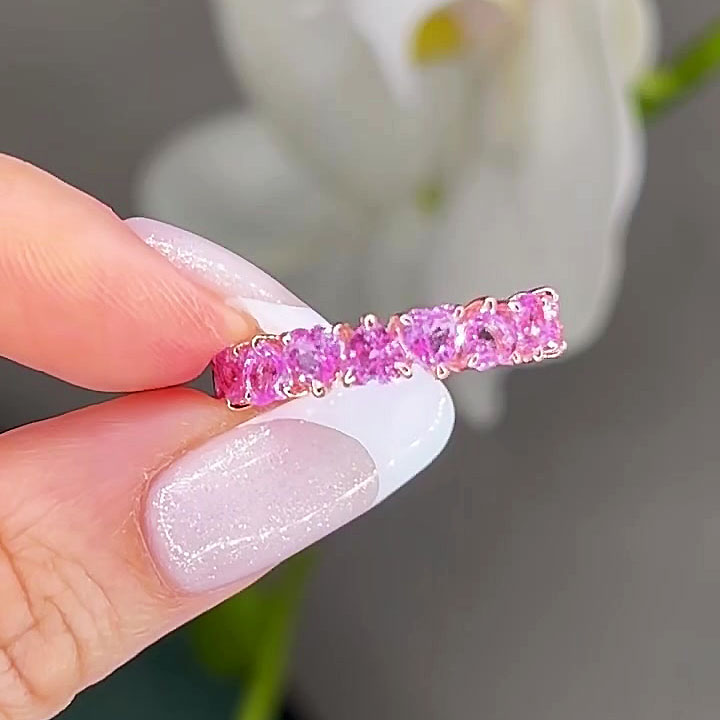 4ct Heart Cut Pink Sapphire Eternity Ring