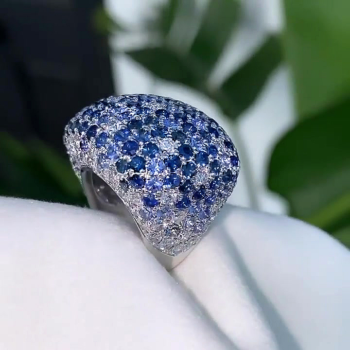10.4ct Round Cut Blue Sapphire Cocktail Ring