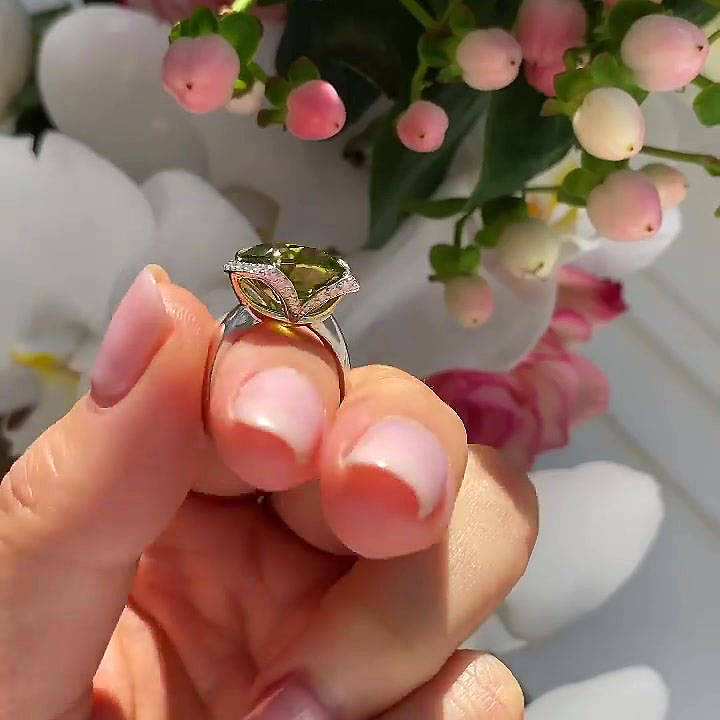 4ct Asscher Cut Peridot Sapphire Engagement Ring