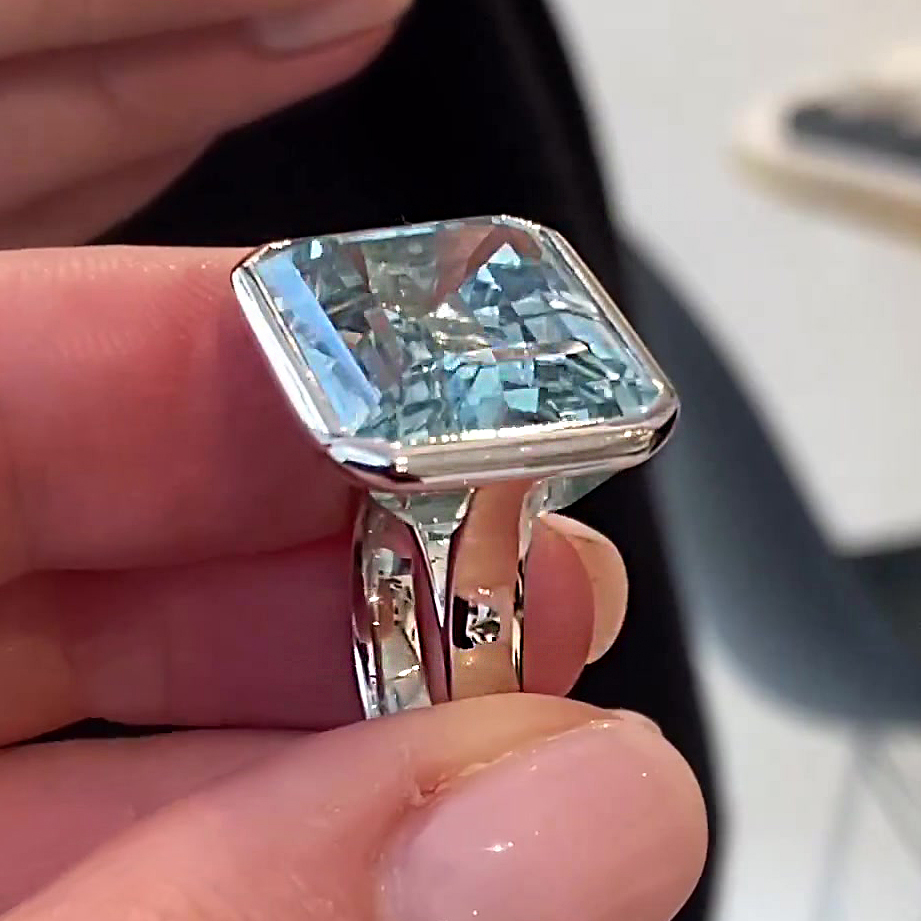 8ct Emerald Cut Aquamarine Sapphire Engagement Ring