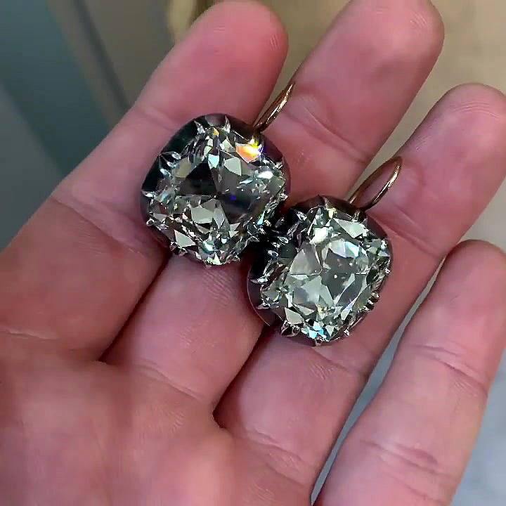 Cushion Cut White Sapphire Drop Earrings