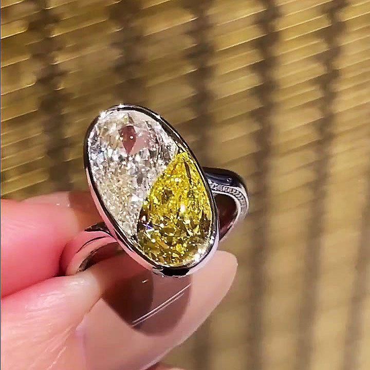 6ct Pear Cut Yellow Sapphire Engagement Ring