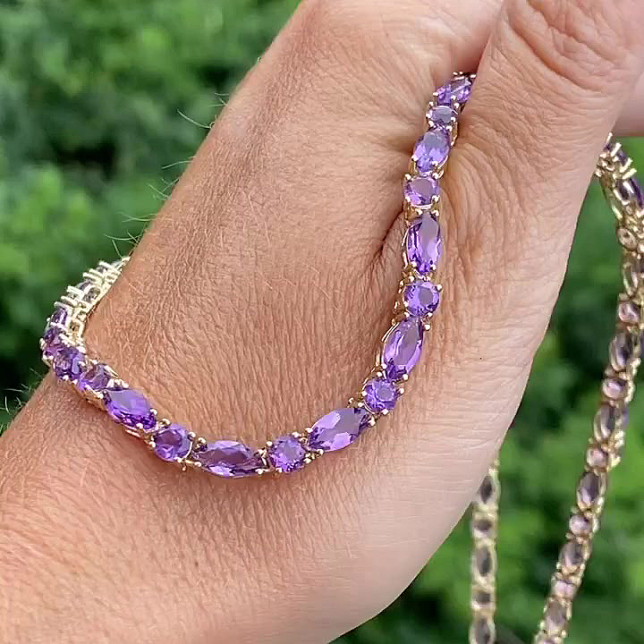 Marquise&Round Cut Amethyst Sapphire Necklace