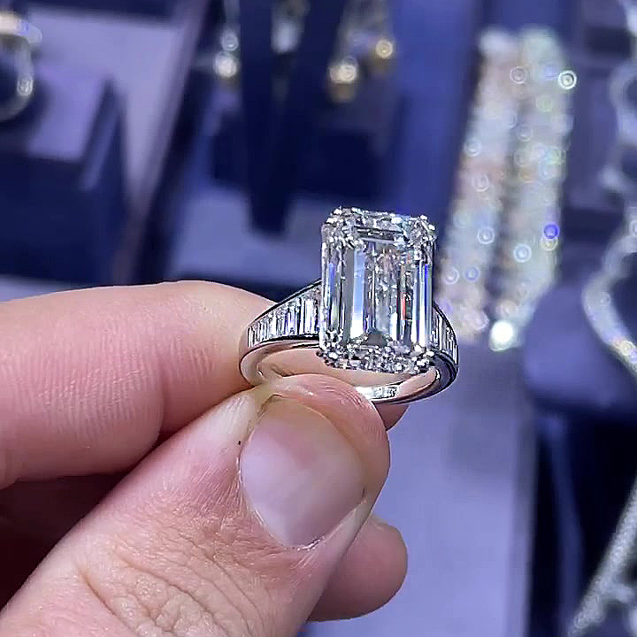 5ct Emerald Cut White Sapphire Engagement Ring