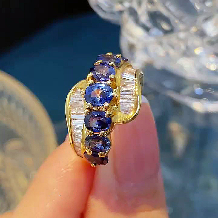 5.75ct Oval Cut Blue Sapphire Eternity Ring