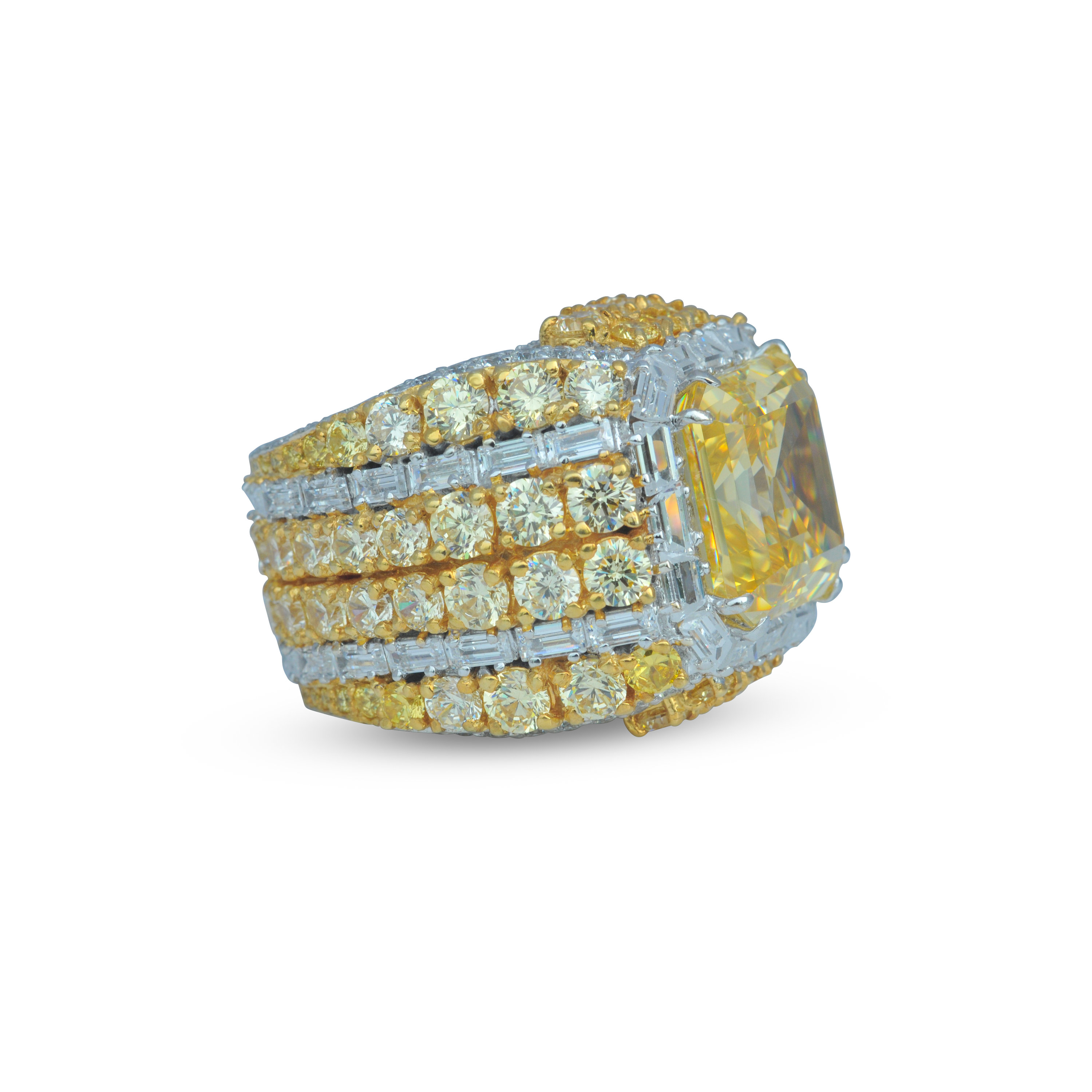 8ct Asscher Cut Yellow Sapphire Men's Engagement Ring