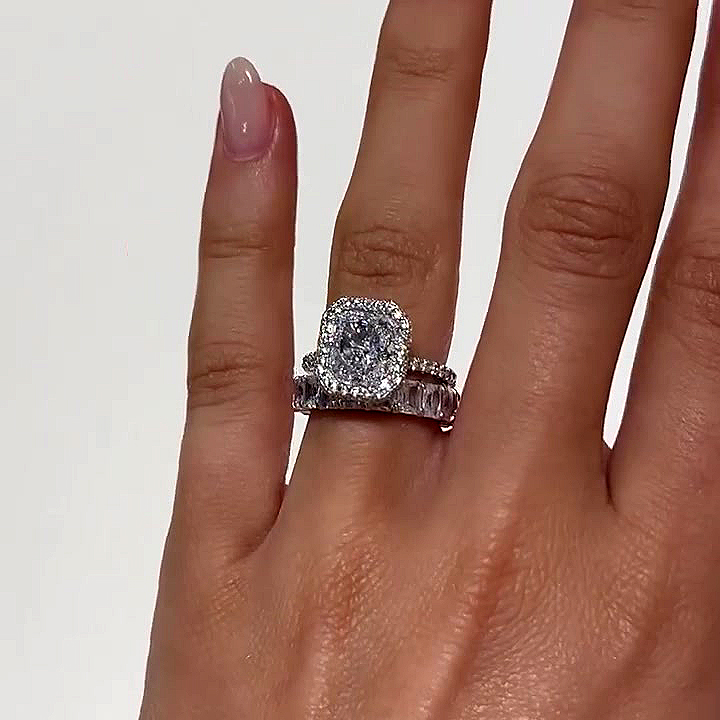 4ct Radiant Cut White Sapphire Bridal Set Rings