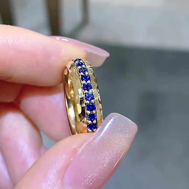 5.25ct Round Cut Blue Sapphire Eternity Ring