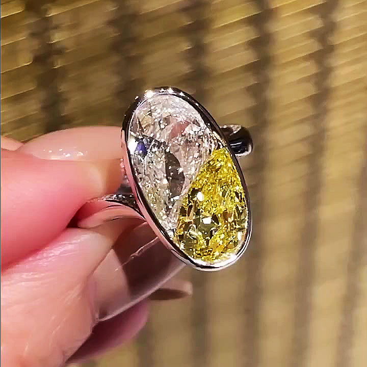 6ct Pear Cut Yellow Sapphire Engagement Ring