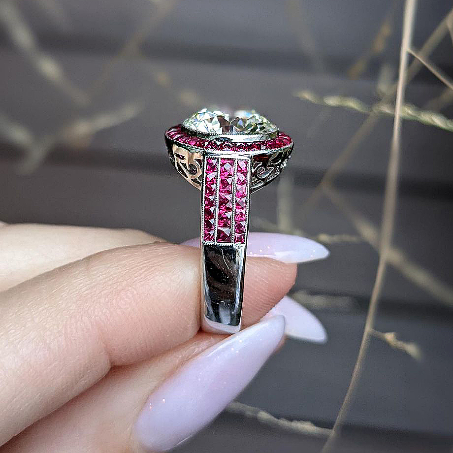 5ct Round Cut Ruby Sapphire Engagement Ring