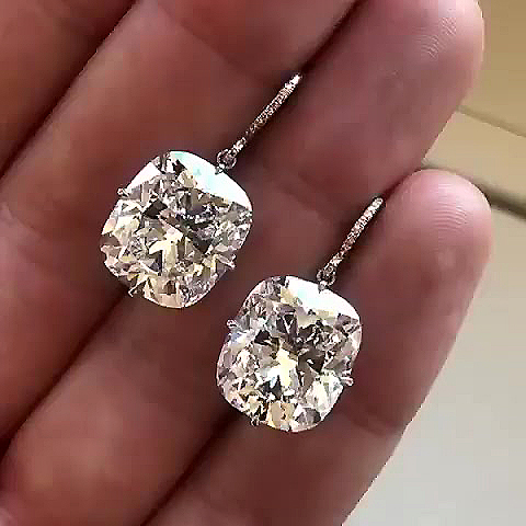 Cushion Cut White Sapphire Drop Earrings