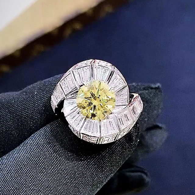4ct Round Cut Yellow Sapphire Engagement Ring