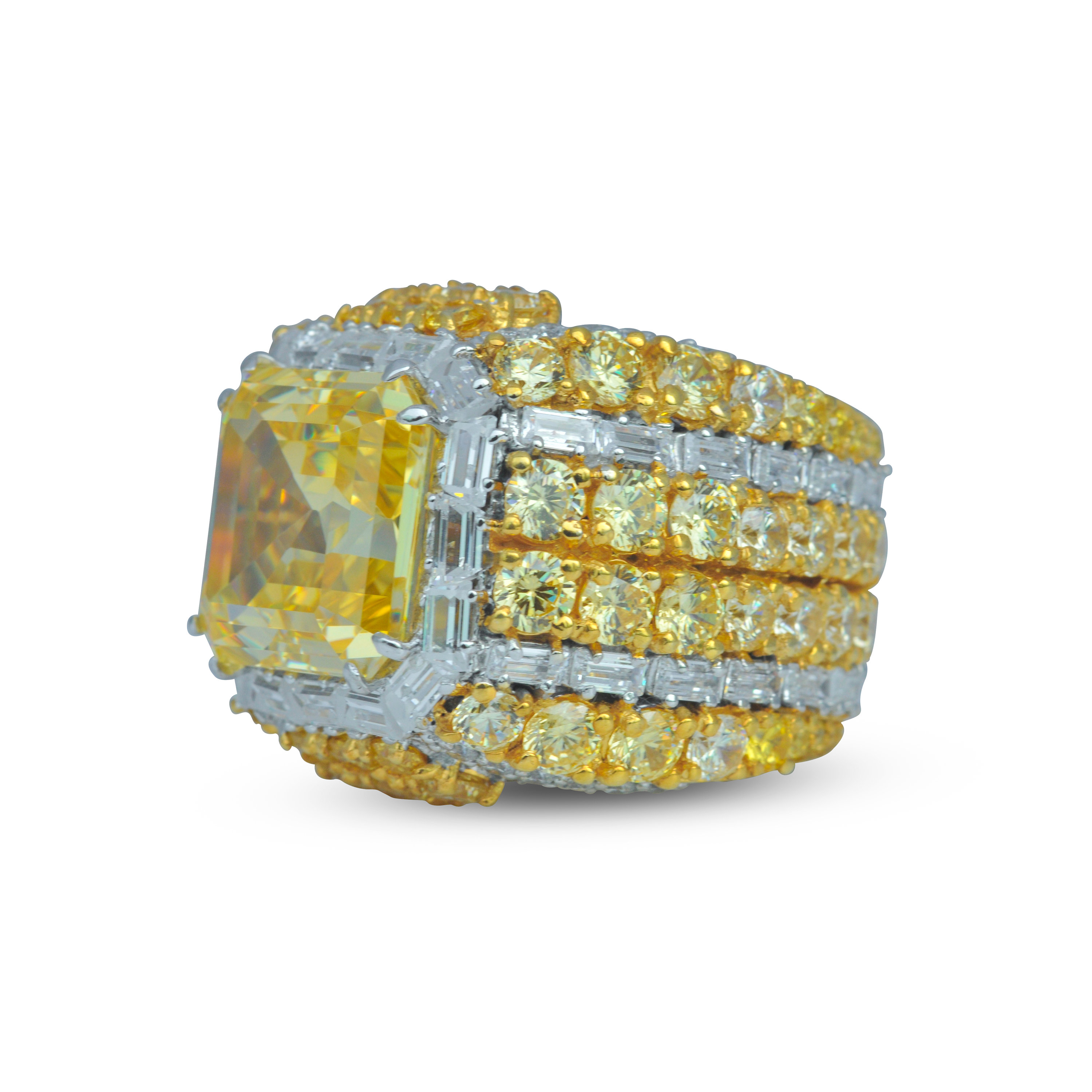 8ct Asscher Cut Yellow Sapphire Men's Engagement Ring