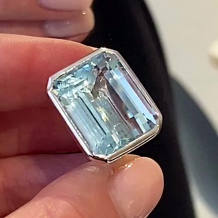 8ct Emerald Cut Aquamarine Sapphire Engagement Ring
