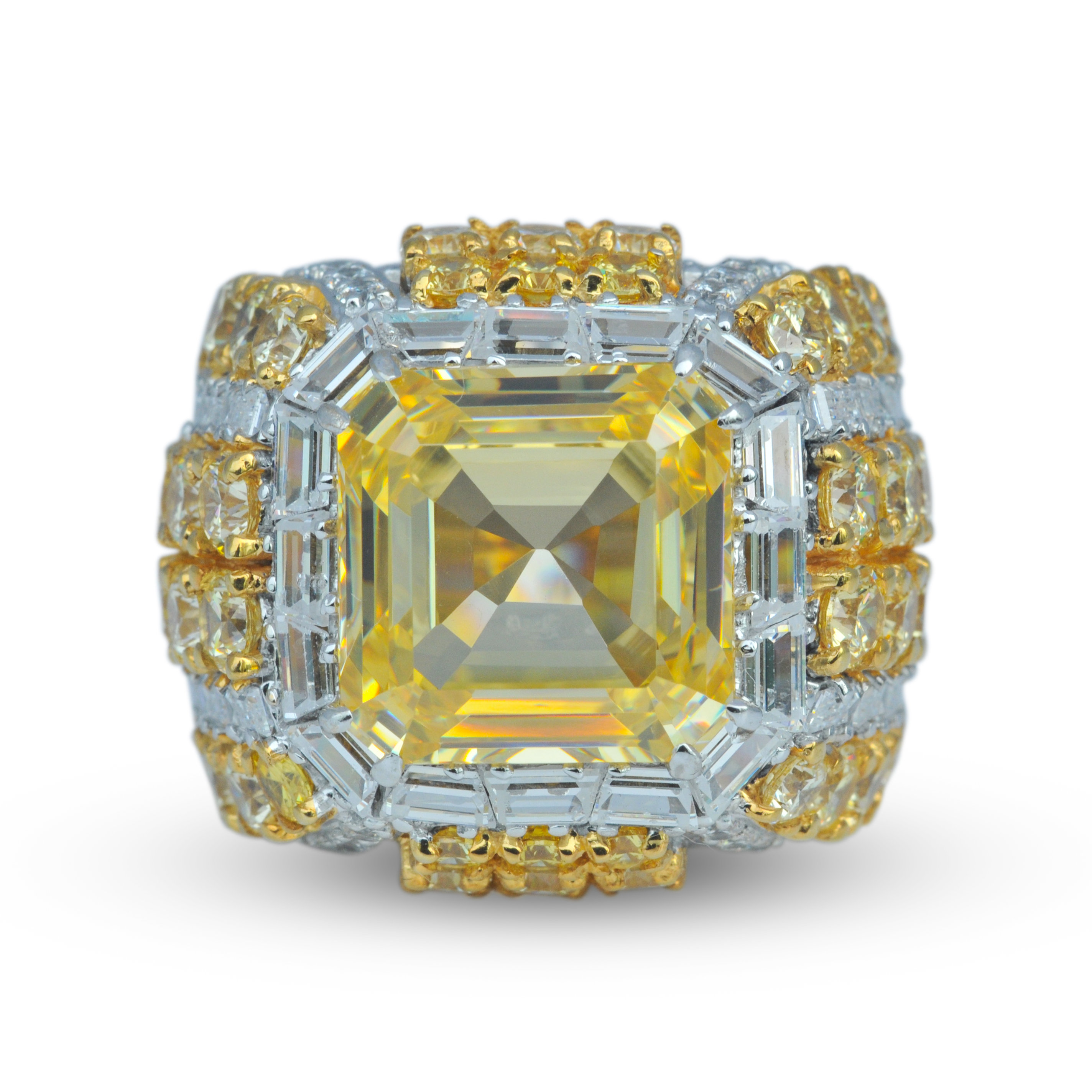 8ct Asscher Cut Yellow Sapphire Men's Engagement Ring