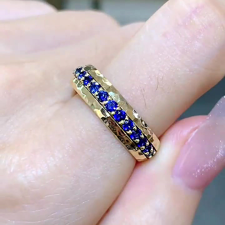 5.25ct Round Cut Blue Sapphire Eternity Ring