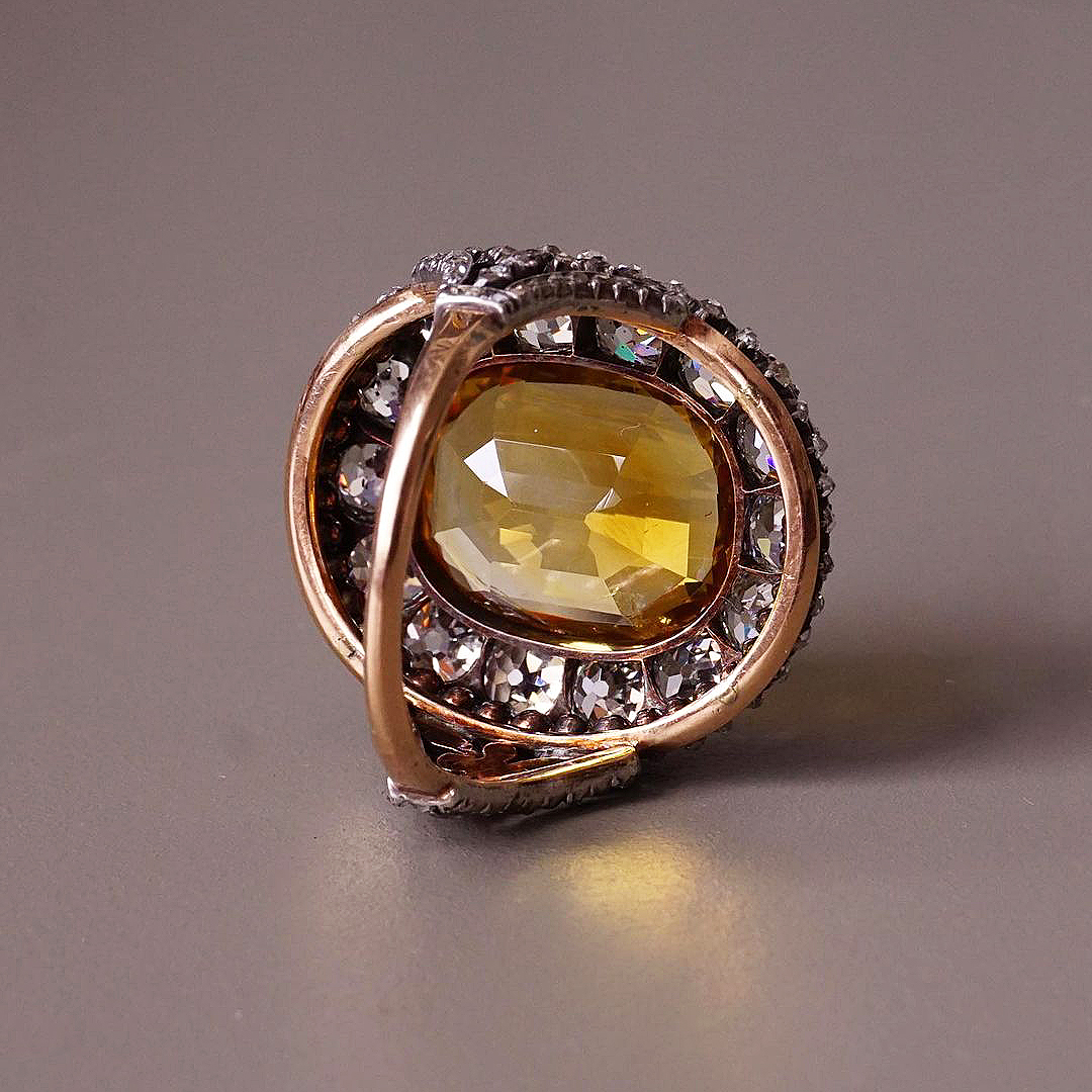 6ct Art Deco Cushion Cut Yellow Sapphire Engagement Ring