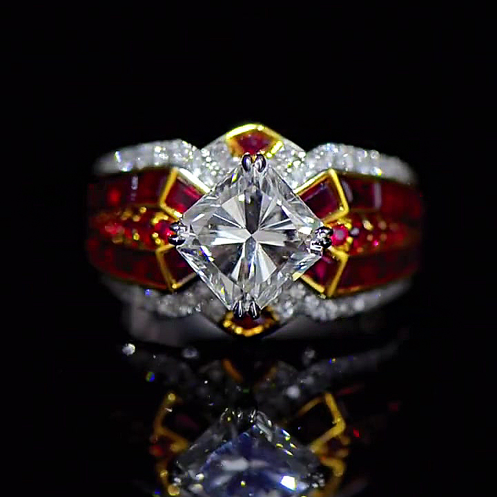 6ct Princess Cut Ruby Sapphire Engagement Ring