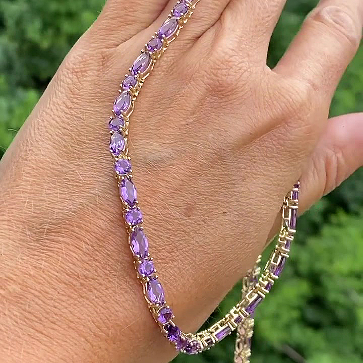 Marquise&Round Cut Amethyst Sapphire Necklace