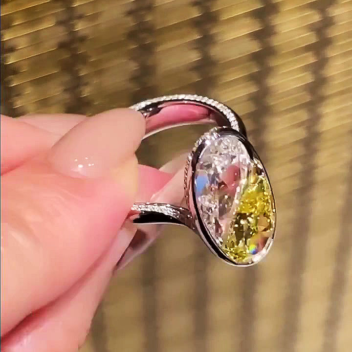 6ct Pear Cut Yellow Sapphire Engagement Ring